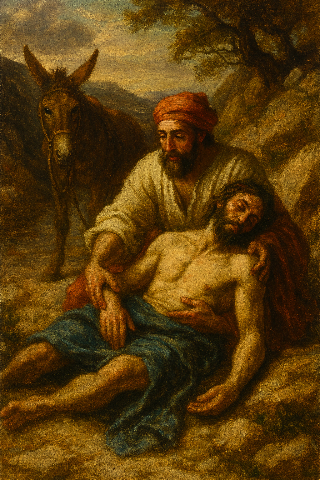 Artistic depiction of the Good Samaritan parable